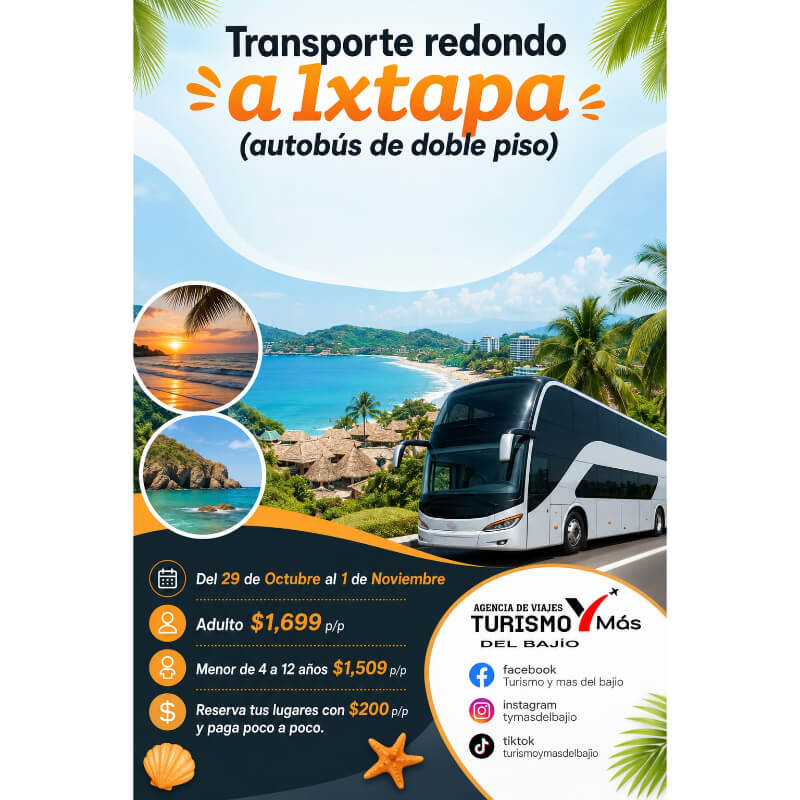 Transporte Redondo a Ixtapa: ¡Viaja con la Mayor Comodidad en Autobús de Doble Piso!