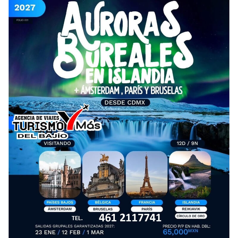 Auroras Boreales en Islandia + Ámsterdam, París y Bruselas: ¡Una Experiencia Mágica en Europa!